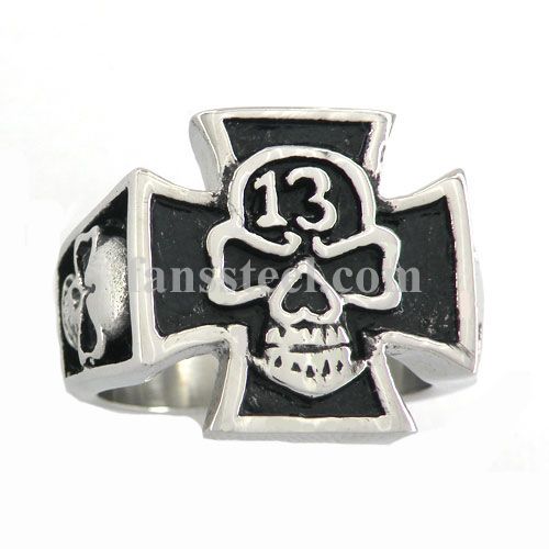 FSR10W40  thirteen skull biker ring